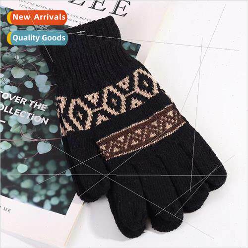Warm gloves padded pull-down unisex gloves knted wool riding