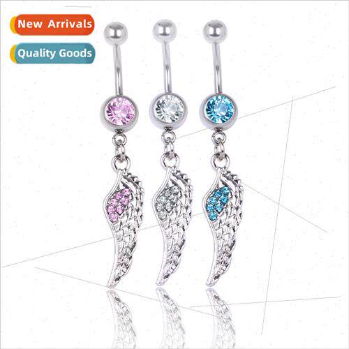 Europe Diamond Piercing Jewelry Feather Belly Button Ring Wi