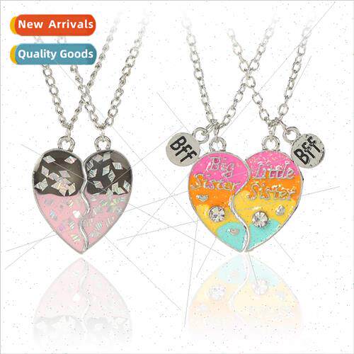 Best Friends good friends love heart patchwork necklace BFF