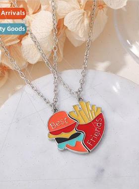 Burger fries splicing necklace new ins niche wind hundred pe