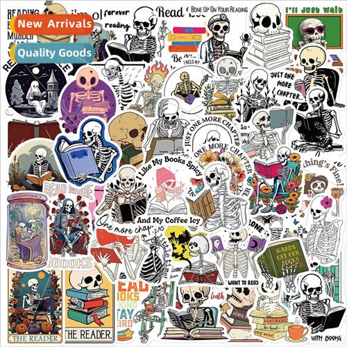 50pcs of skull reading Books graffiti stickers can be decora