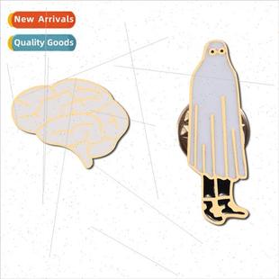 oil dripping men brain wome brooch corsage whe cartoon alloy