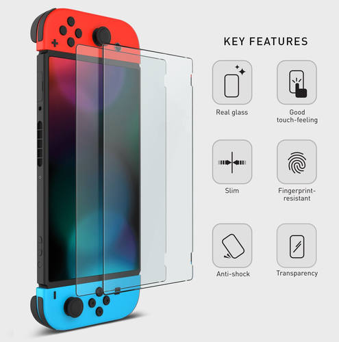 弧形主机高清防指纹switch钢化膜