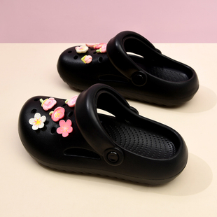 海边凉拖鞋 洞洞鞋 软底可爱休闲护士鞋 外穿厚底包头半拖鞋 女夏新款