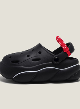 洞洞凉鞋女夏外穿厚底增高黑色镂空一脚蹬护士防滑包头凉鞋女舒适