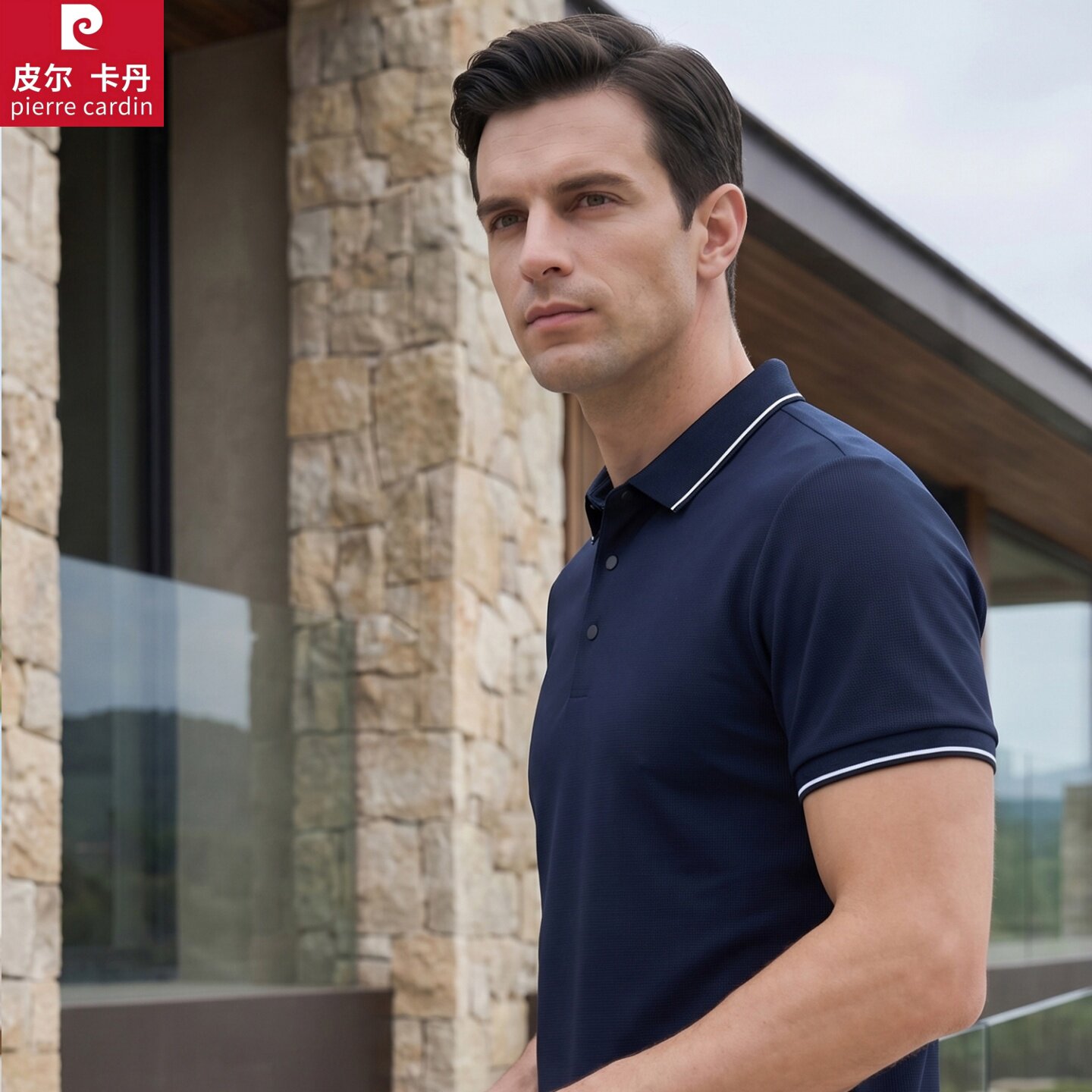 皮尔卡丹男士短袖t恤商务休闲华夫格POLO衫夏季2026新款翻领上衣