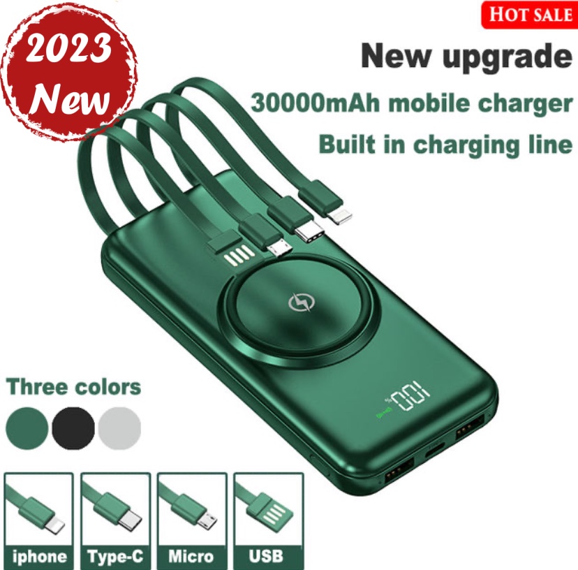 30000mAh Portable Mobile Wireless Charger Cable Powerbank