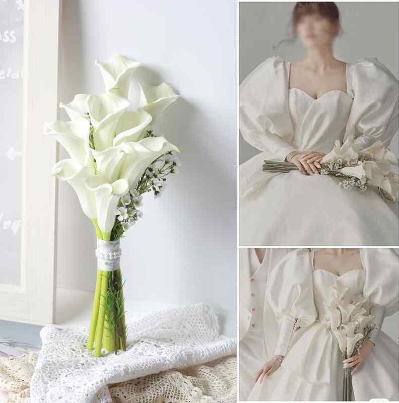 韩式婚纱摄影道具影楼拍照主题写真个性时尚仿真新娘手捧花马蹄莲