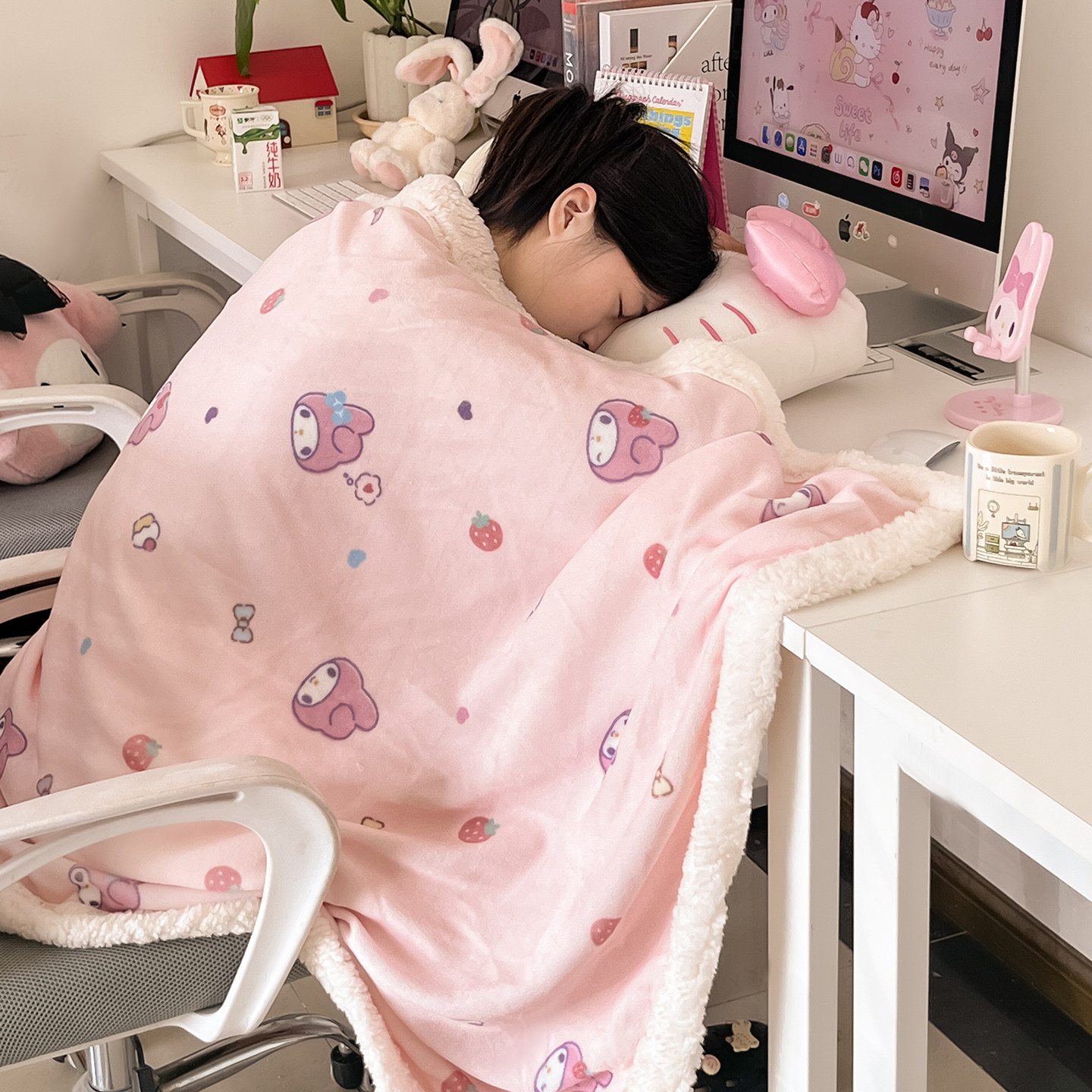 少女可爱美乐蒂牛奶绒毛毯盖毯