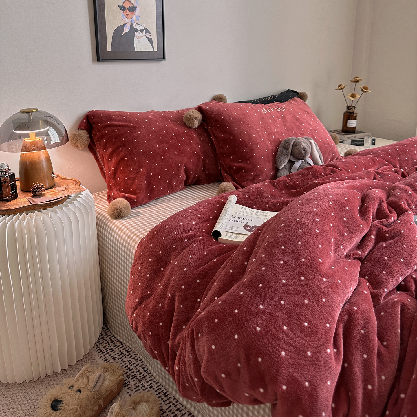 冬季保暖舒适加厚牛奶绒四件套