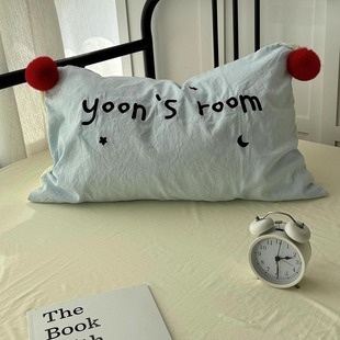 韩系ins多巴胺少女毛球球枕套48*74cm立体蝴蝶结贴布绣枕皮枕头套