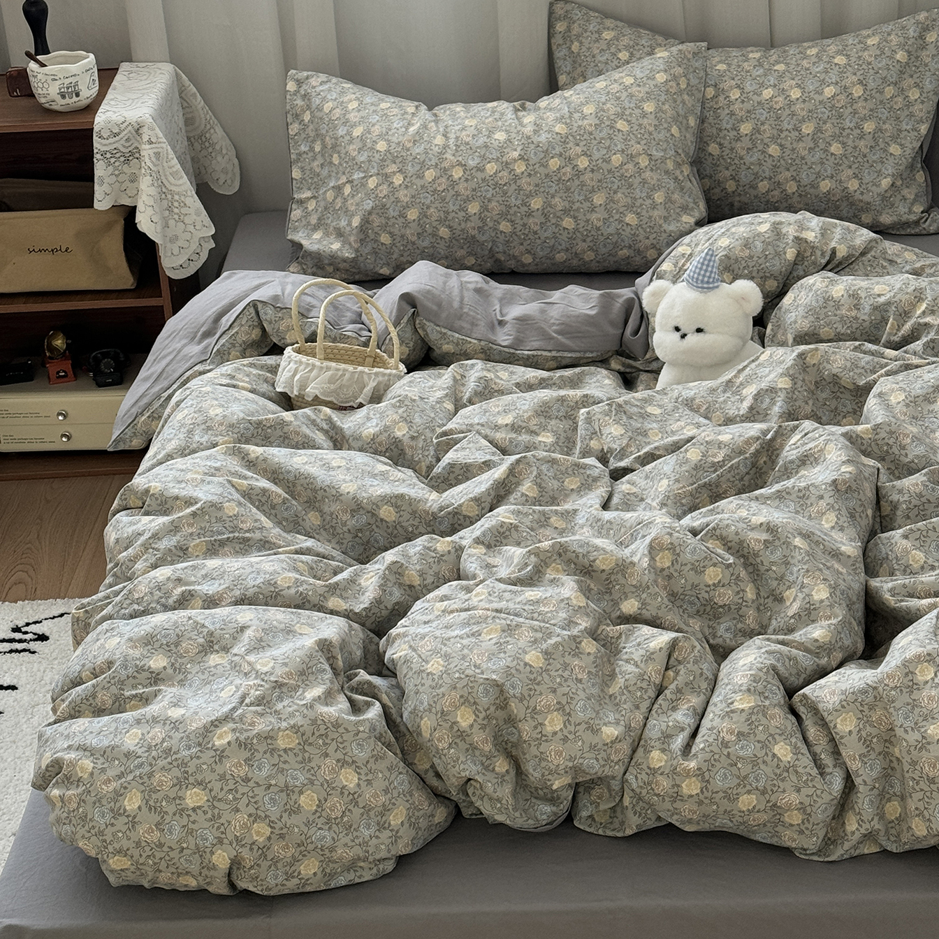 少女复古玫瑰四件套【A类水洗棉