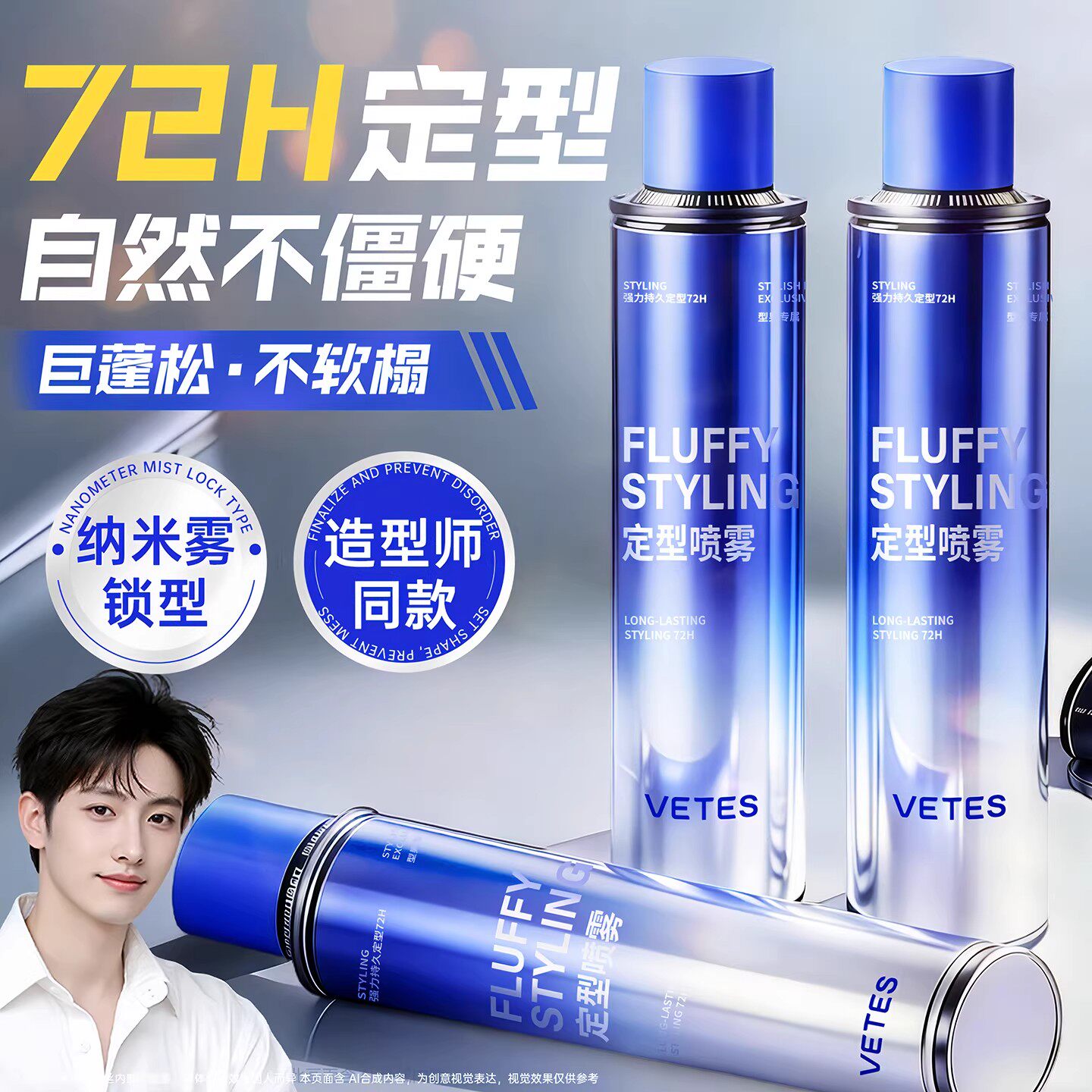 维特丝男士持久自然定型喷雾正品