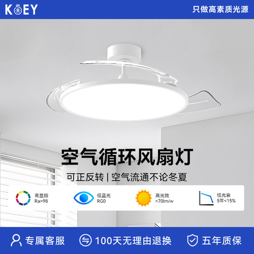 KOEY风扇灯吊扇灯2024新款薄智能
