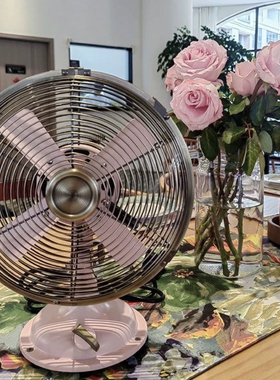 SUNKO风扇金属复古彩色电风扇8寸12寸仿古粉色白色文艺小清新台扇