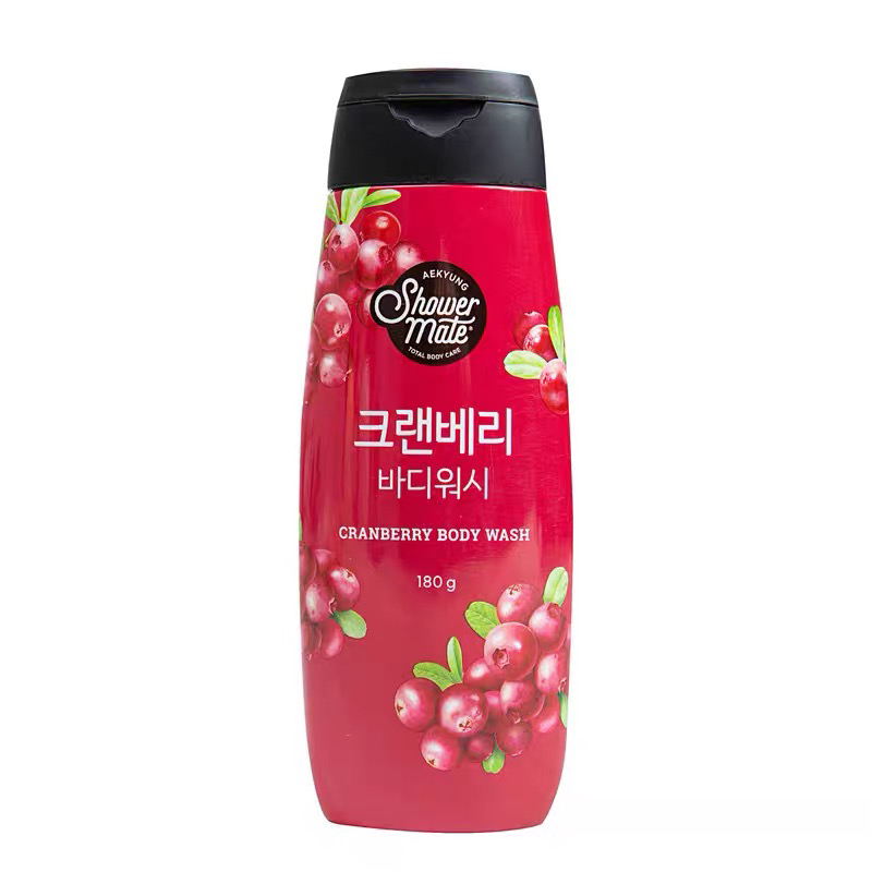 临期2025年10月韩国进口爱敬沐浴伴侣蔓越莓精华沐浴露180g