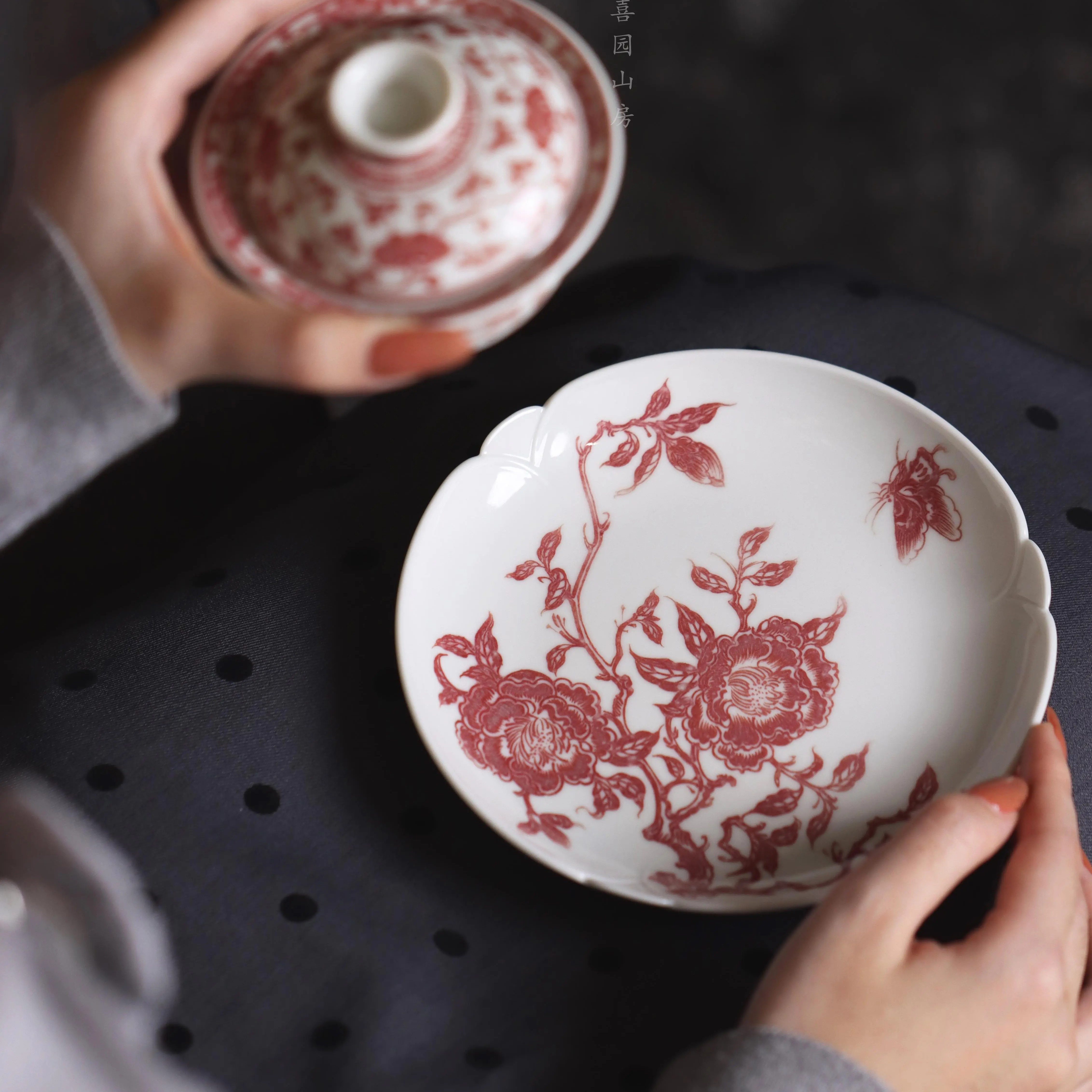 勤义堂新款全红茶花花瓣壶承