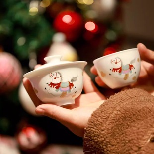 福利新品 马上有钱盖碗主人杯公道杯 可爱少女心 景德镇手绘茶具