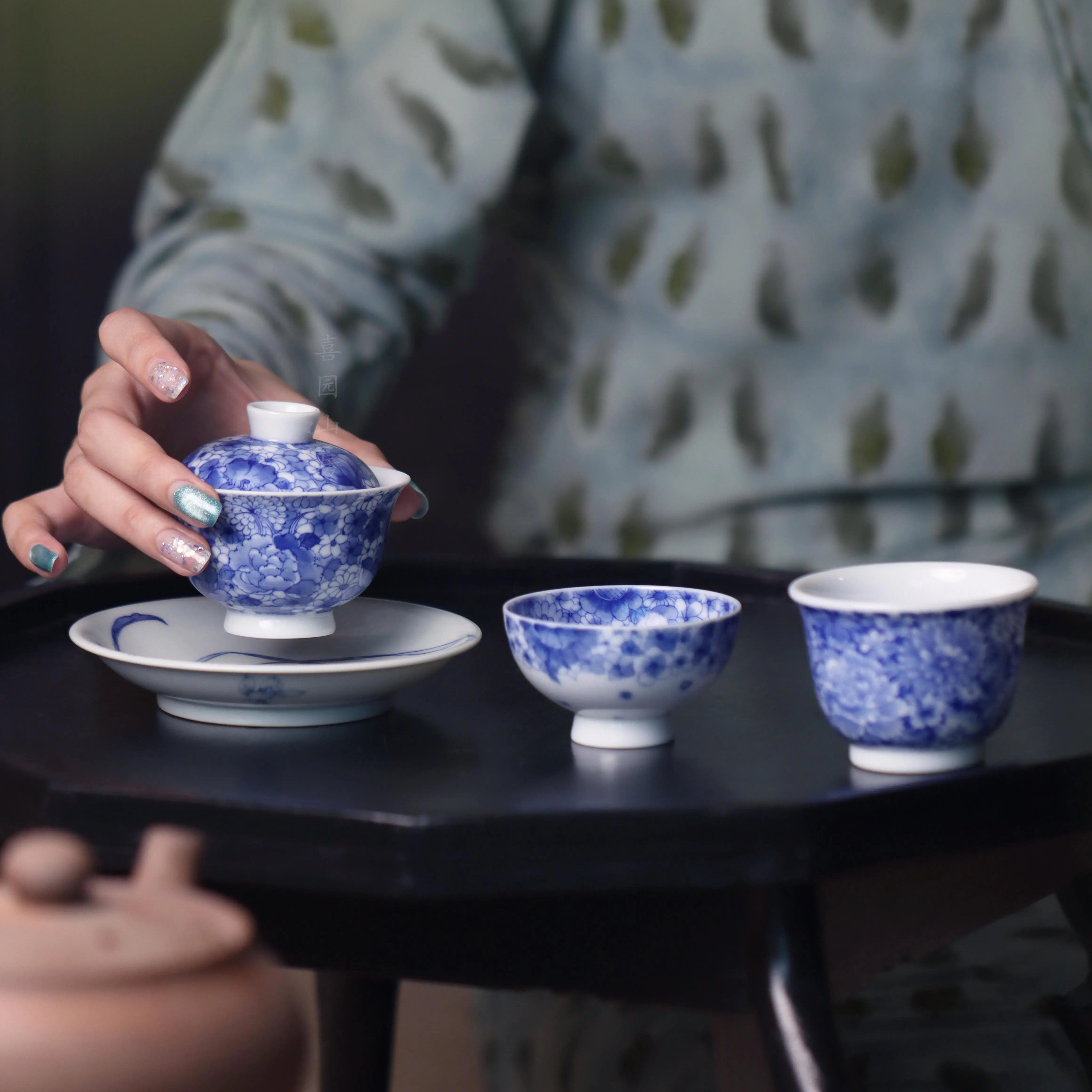 画堂春 福利款万花茶具 青花万花 景德镇手工手绘瓷器 原创满绘