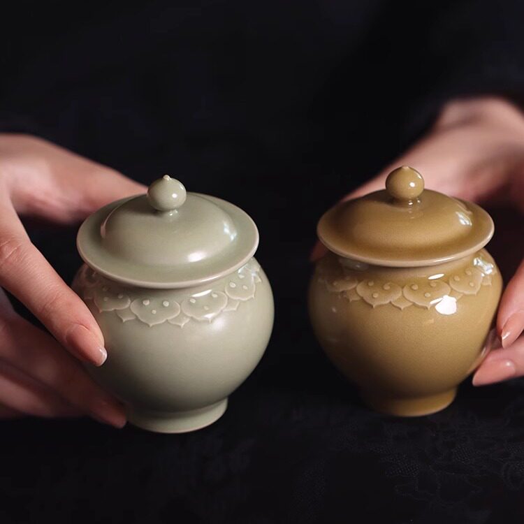 龙泉青瓷茶叶罐杨盛侃纯手作