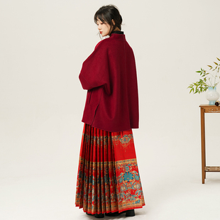 【寒山渡】凤冠点翠明制汉服马面裙仿妆花缎日常百搭国风马面