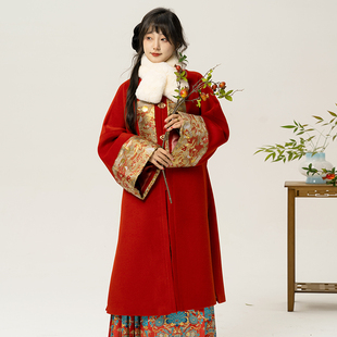 【寒山渡】原创汉服女明制立领对襟长袄补服日常秋冬款大衣