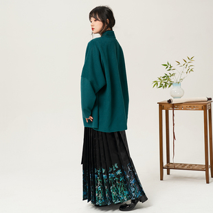 【寒山渡】冬款毛呢汉服女改良飞机袖日常百搭秋冬款