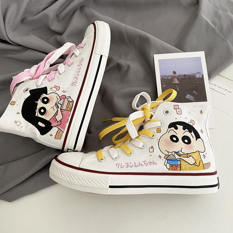 涂鸦蜡笔小新联名学生百搭帆布鞋