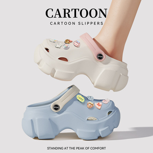 8cm厚底洞洞鞋女款2025新款夏季外穿增高沙滩防滑足弓支撑凉拖女