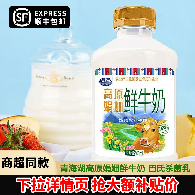 青海湖娟姗牛奶500ml*8瓶装学生儿童营养早餐奶青藏高原低温牛奶 - 实物图