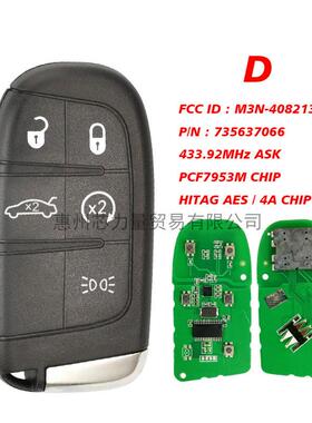 适用菲亚特5键智能钥匙434MHZ 85B83D62 4A Chip M3N-40821302