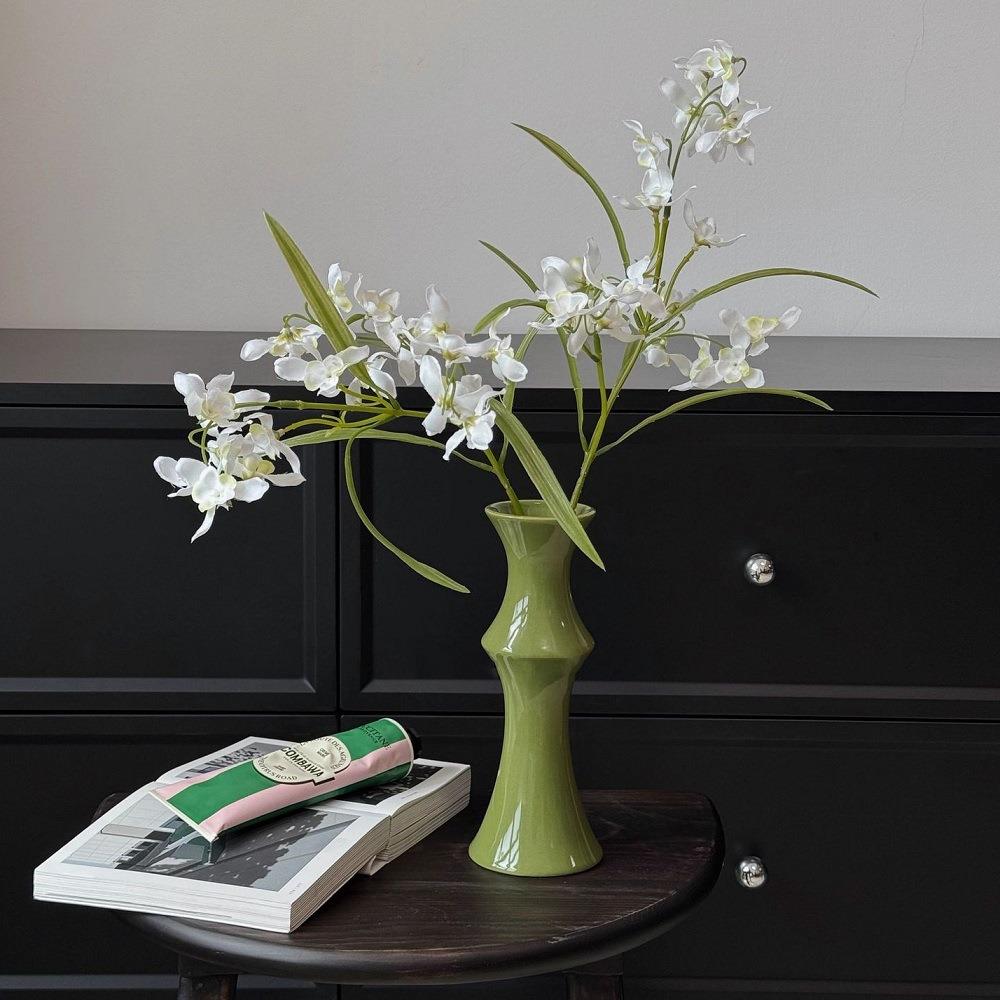 陶瓷竹节花瓶中式客厅酒柜办公室入户玄关桌面插花摆件轻奢高级感