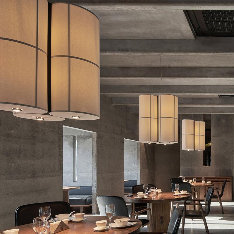 侘寂风吊灯日式餐厅餐桌灯中式包厢餐饮专用带射灯高端吧台饭店灯