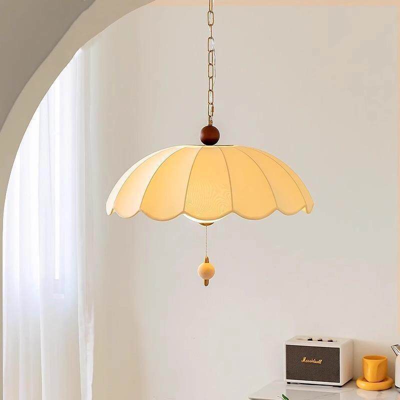 法式中古风餐厅吊灯高级感艺术花瓣灯卧室主灯复古客厅书房布艺灯