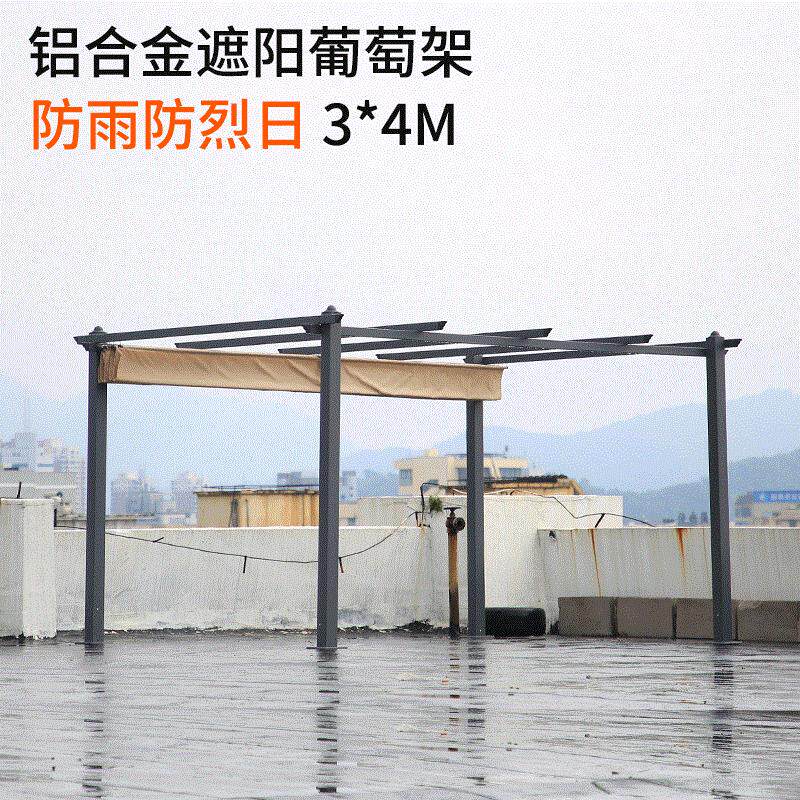 铝合金庭院顶楼葡萄架 露台室外花园户外遮阳棚 休闲膜结构停车棚
