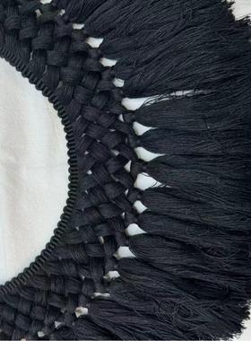 高端国风手工编织黑色排须流苏花边服装辅料家纺装饰裙摆地毯装饰