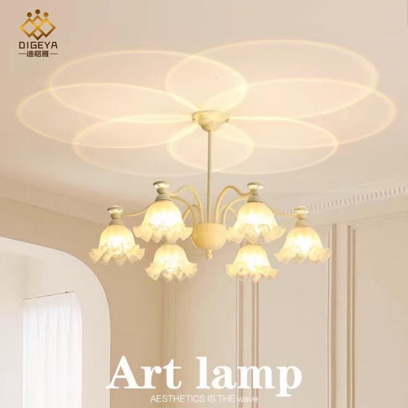 法式光影奶油风吊灯花朵网红氛围玻璃客厅创意餐厅灯书房卧室灯具