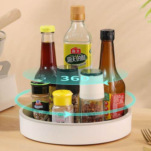 日式可旋转收纳盘厨房用品桌面置物盘塑料多功能化妆品收纳整理盒
