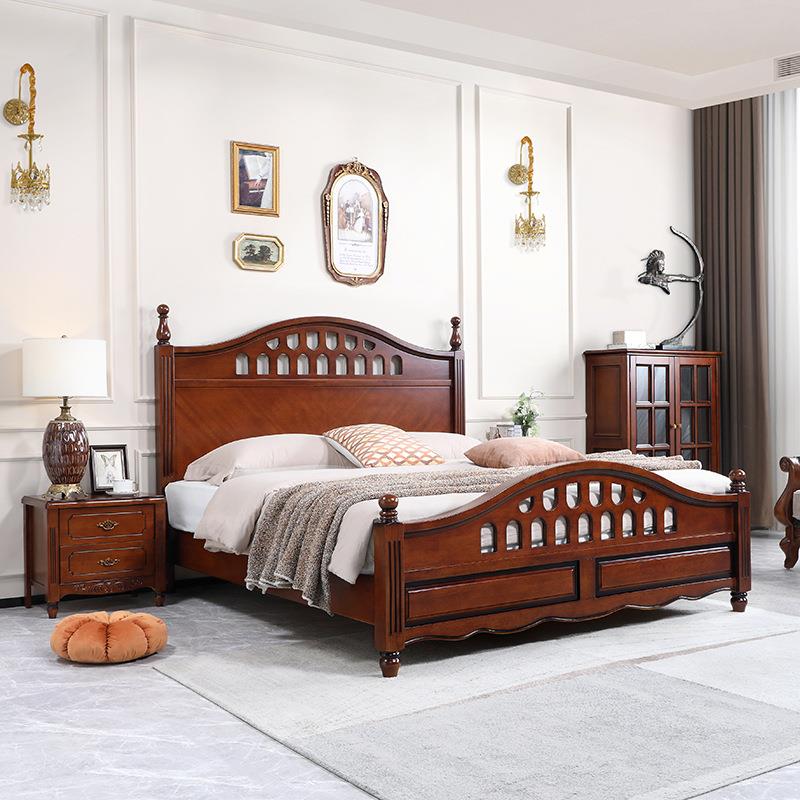 美式乡村实木床 简约箱体床1.8米卧室家具组合气压高箱储物双人床