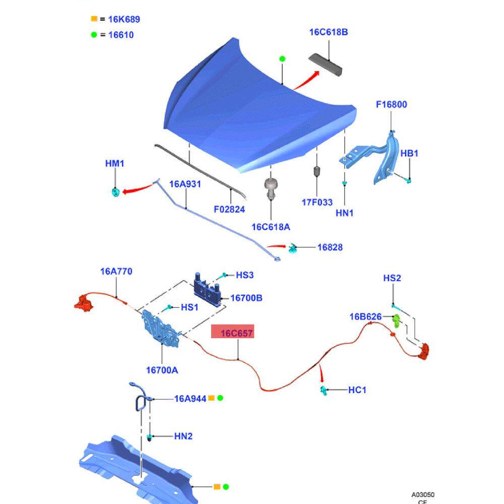 跨境电商-厂家汽车配件适用福特机盖拉线短+拉手JD8B16A770AB