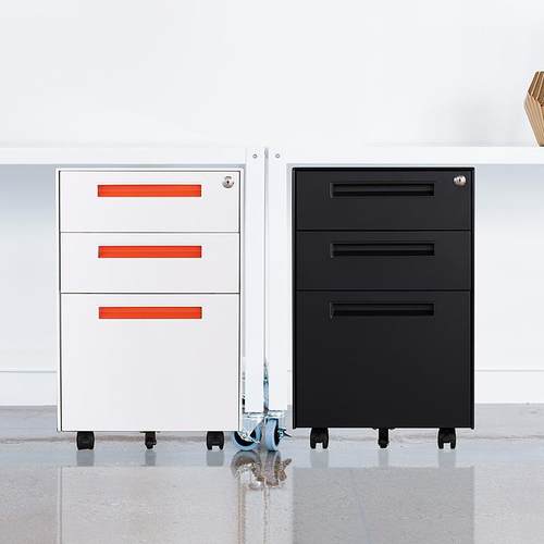 办公室文件柜铁皮小活动柜抽屉柜桌下储物柜矮柜子带锁移动收纳柜