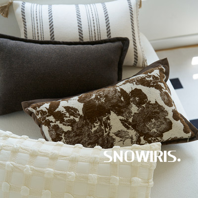 中古风腰靠枕花朵深咖色系