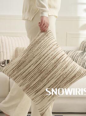 法式条纹抱枕套圈圈绒轻奢高级感百搭软装客厅沙发靠垫简约靠枕套