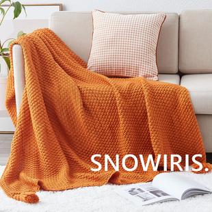 ins北欧复古沙发毯毛线毯纯色针织毯床尾毯床搭加厚床尾搭巾盖毯