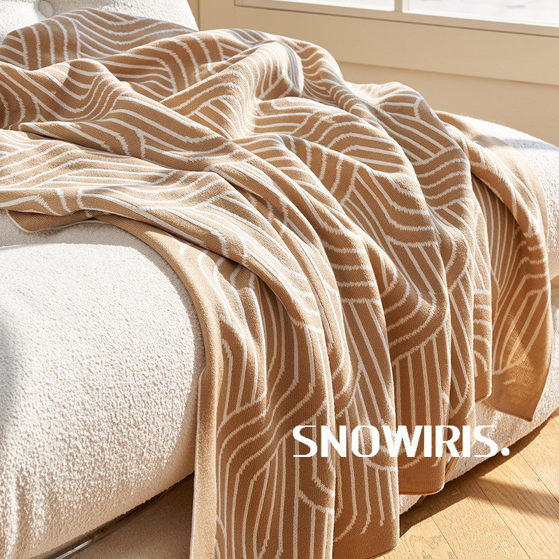 新中式沙發毯祥云圖案針織毯