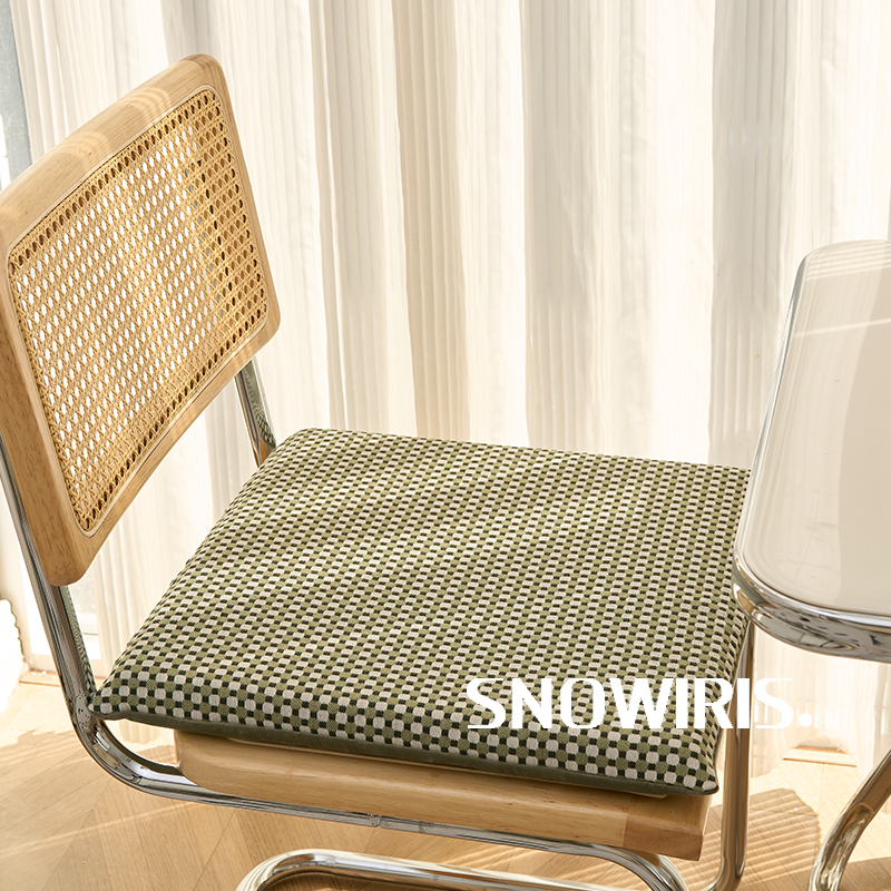 复古格纹坐垫椅垫记忆棉