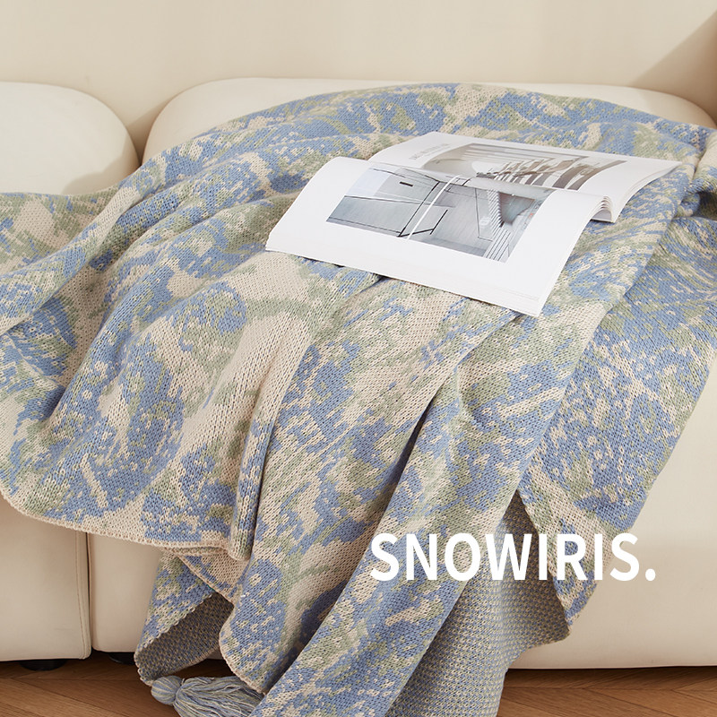 新款民族风针织毯艺术渲染毛毯酒店民宿装饰盖毯沙发午睡休闲毯子