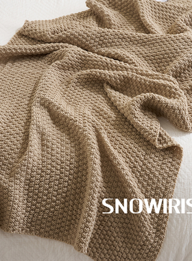 纯色复古针织毛毯大吊穗休闲毯装饰民宿高级侘寂风床旗床搭床尾巾