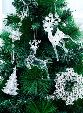 Christmas Tree Transparent Elk Snowflake Decoration for Home