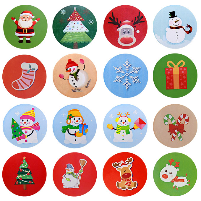 500pcs/roll Merry Christmas Kraft Handmade Sticker For